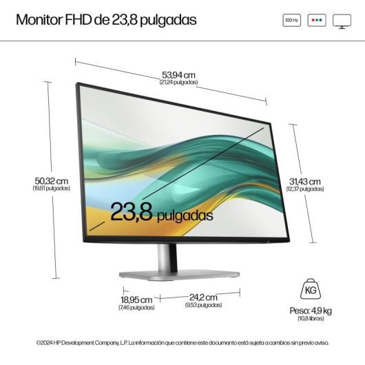 HP Series 5 Monitor 524pf Pro 23" FHD 100Hz IPS Altura-Ajustable USB VESA HDMI DisplayPort Mate