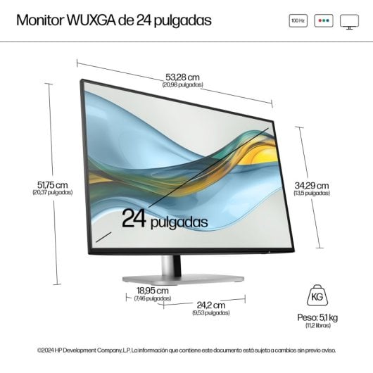 HP 524 pn 24″ WUXGA 100Hz IPS USB-A HDMI DisplayPort Pivot Blendfrei