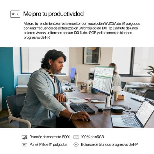 HP 524 pn 24″ WUXGA 100Hz IPS USB-A HDMI DisplayPort Pivot Blendfrei
