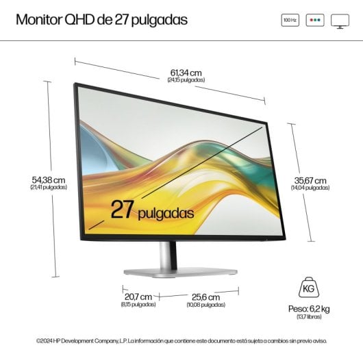HP 27? QHD 100Hz IPS Altura Ajustable USB HDMI DisplayPort VESA Flicker Free