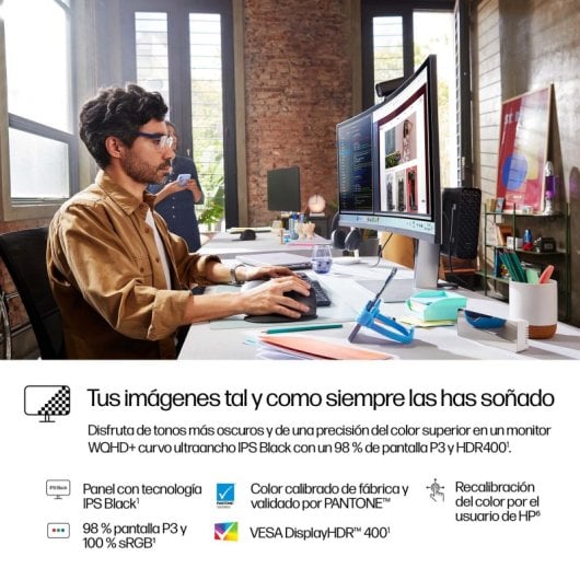 HP 738pu 37.5? WQHD+ 60Hz IPS Black Thunderbolt 4 HDR400 Curvo DreamColor Altavoces