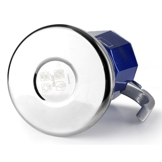 Ibili Elba 0,3 l Moka-Kaffeemaschine mit Aluminiumguss und einem robusten blauen Edelstahlsockel