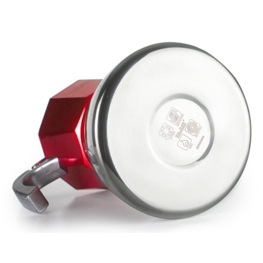 Cafetera Moka Ibili Elba Aluminio Fundido Inox 0,3L roja base 11cm resistente