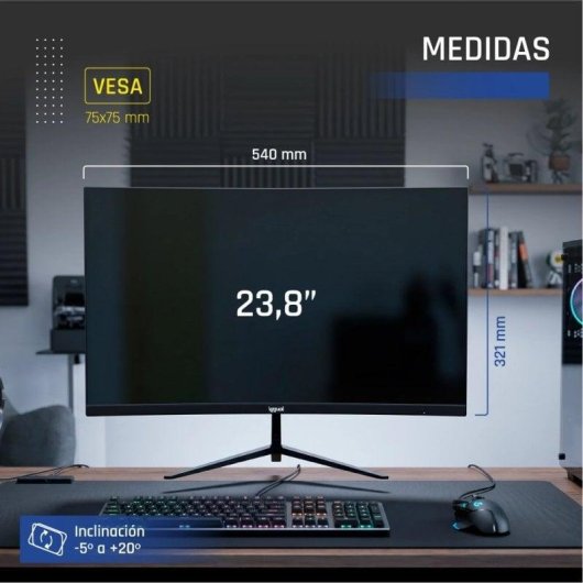 Monitor iggual IGG319413 23.8" IPS FHD 1080p 120Hz 1ms VGA HDMI Slim