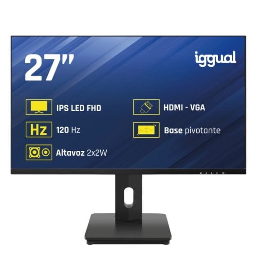 Monitor iggual 27″ FHD 100Hz IPS Pivotante Marco Ultrafino VESA Ajuste Altura