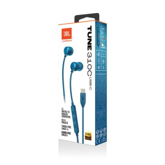 Casque filaire USB-C JBL Pure Bass avec microphone et télécommande intégrés