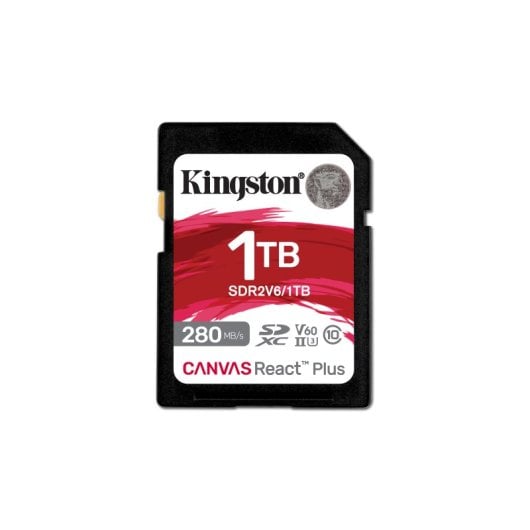 Tarjeta SD Kingston Canvas React Plus 1TB UHS-II 280MB/s 150MB/s V60 Negro