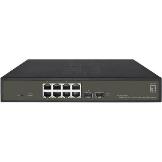 Switch Gestionado LevelOne GES-2110P 8 Puertos Gigabit PoE+ 130W 2 SFP Sin Ventilador