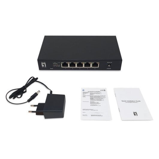 Switch LevelOne GEU-0525 5 Puertos 2.5G Ethernet Full Duplex Sin Ventilador Pared