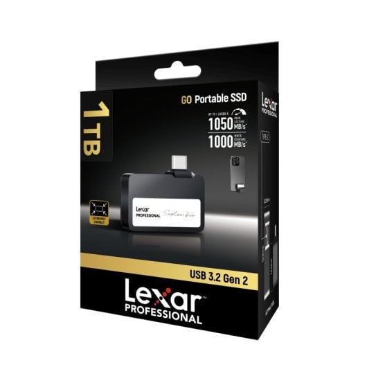 Disco Duro Lexar Professional Go 1TB SSD USB-C 1050MB/s IP65 Ultra Compacto Resistente Negro