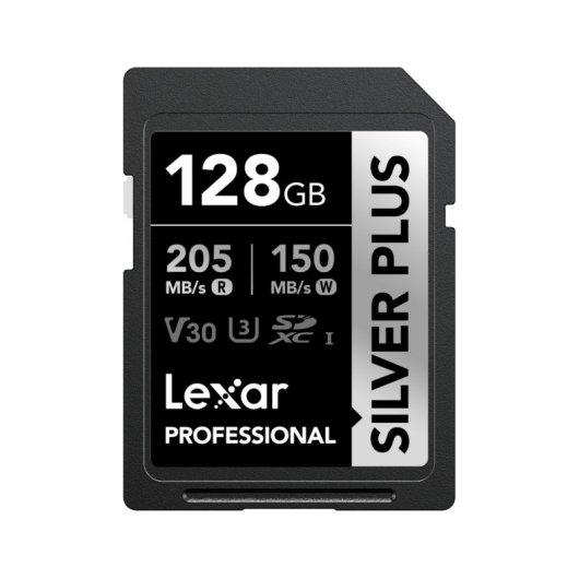 Tarjeta SD Lexar Professional SILVER PLUS 128GB UHS-I U3 V30 205MB/s Resistente