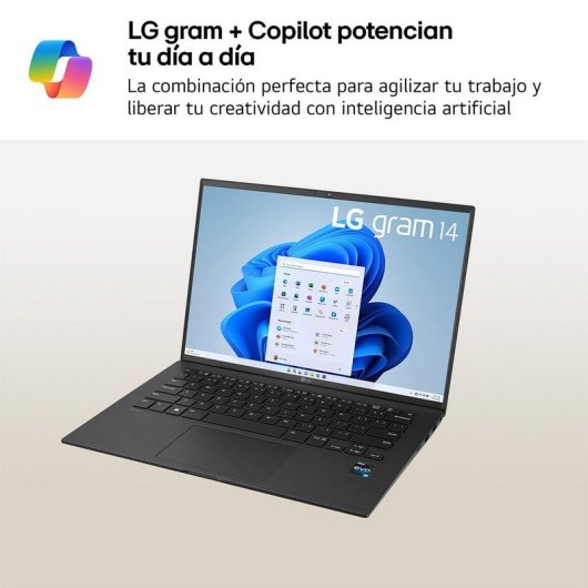 Portátil LG Gram 14? Intel Core i5-1334U 16GB 512GB SSD Ultraligero 24,5h W11 Black