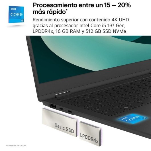 Portátil LG Gram 14? Intel Core i5-1334U 16GB 512GB SSD Ultraligero 24,5h W11 Black
