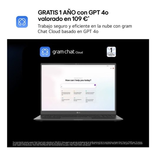 Portátil LG Gram 14Z90T 14? Intel Core Ultra 7 32GB 1TB SSD Windows 11 Pro AI Chat On-Device
