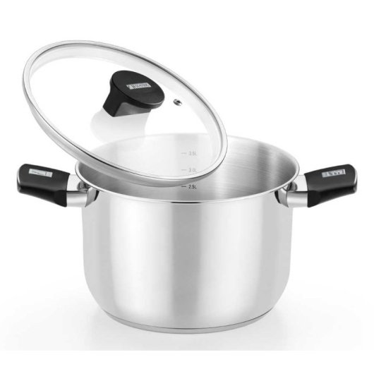 Olla Monix Acero Inoxidable 20cm Baquelita Tapa Cristal Compatible Inducción