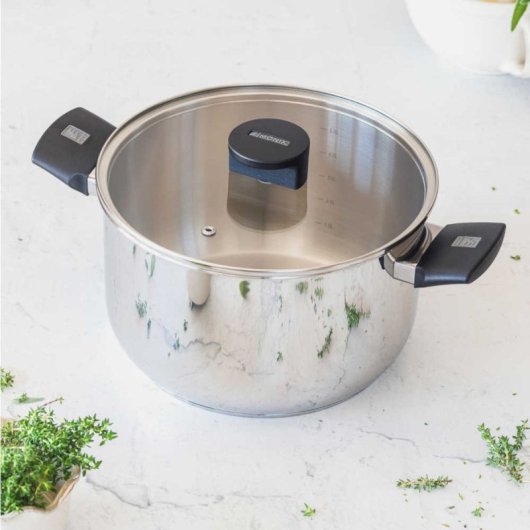 Olla Monix Acero Inoxidable 20cm Baquelita Tapa Cristal Compatible Inducción