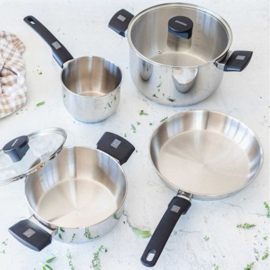 Cacerola Monix Acero Inoxidable 16cm 2 Asas Baquelita con Tapa Cristal