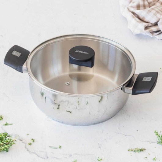Cacerola Monix Acero Inoxidable 16cm 2 Asas Baquelita con Tapa Cristal