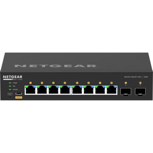 Switch Netgear GSM4210PX-100EUS 8 Puertos Gigabit PoE+ 24Gbps L2/L3 ARM Cortex-A9 2GB RAM Rack