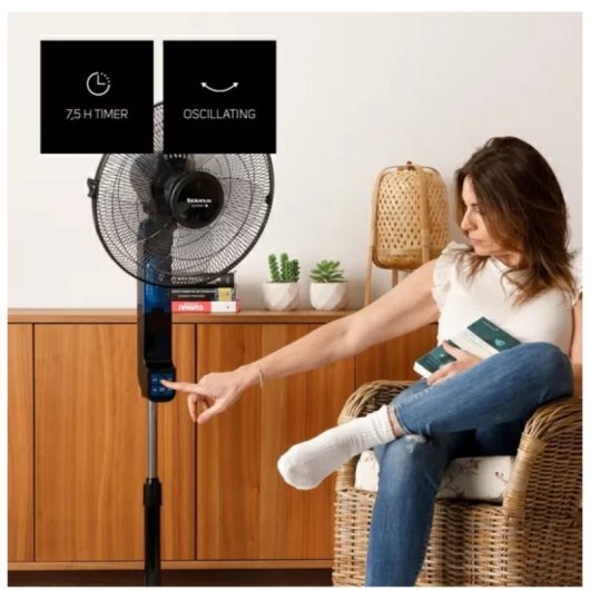 Ventilador Taurus 40 cm 5 aspas LED 3 velocidades mando a distancia temporizador