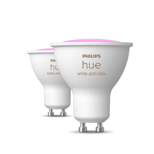 Bombilla Philips Hue GU10 4.2W LED Luz Regulable RGBW Bluetooth Zigbee Pack 2 Unidades