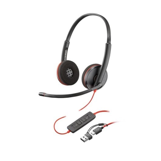 Auriculares POLY con cable USB-C y adaptador USB-A, reducción de ruido y micrófono
