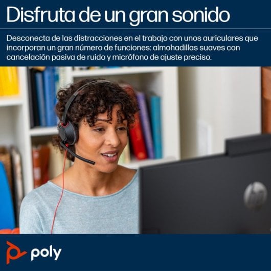Auriculares Poly con cable USB-C y 3.5mm, Cancelación de Ruido y Micrófono Boom