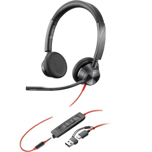 Casque Poly avec câble USB-C et Jack, microphone perche et contrôle des appels