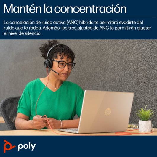 Auriculares Poly con cable USB-C y USB-A con Cancelación de Ruido y Micrófono Acoustic Fence