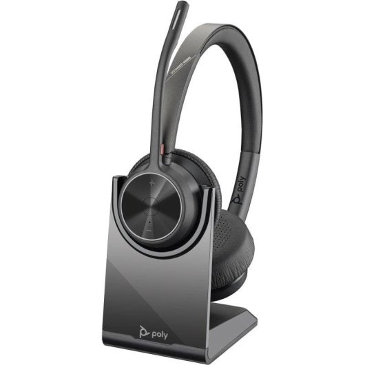 Auricolari Poly Voyager 4320 wireless Bluetooth 5.1 con microfono Boom e base di ricarica neri