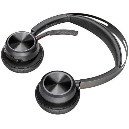 Casque Poly Voyager Focus 2 sans fil Bluetooth avec Réduction de Bruit, USB-C, bureau, micro, noir
