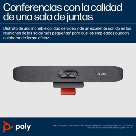 Barra de videoconferência Poly 4K Ultra HD com zoom digital de 5x, Wi-Fi, Bluetooth e áudio avançado