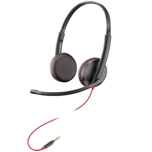 Casque Poly Blackwire C3225 filaire jack 3,5 mm pour bureau et call center micro flexible noir