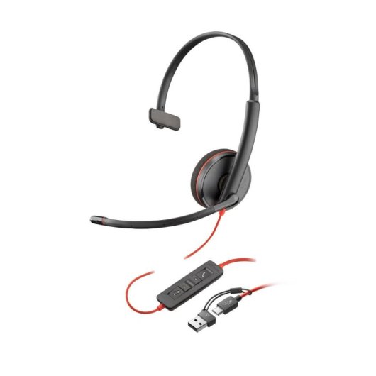Auriculares Poly Blackwire C3225 con cable y micrófono flexible, oficina y call center