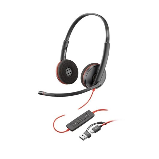Auriculares Poly Blackwire C3225 con cable y micrófono flexible, oficina y call center