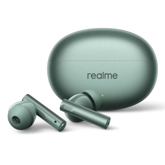 Auriculares sem fios Realme Bluetooth 5.3 com cancelamento de ruído ativo e 6 microfones Verde Floresta
