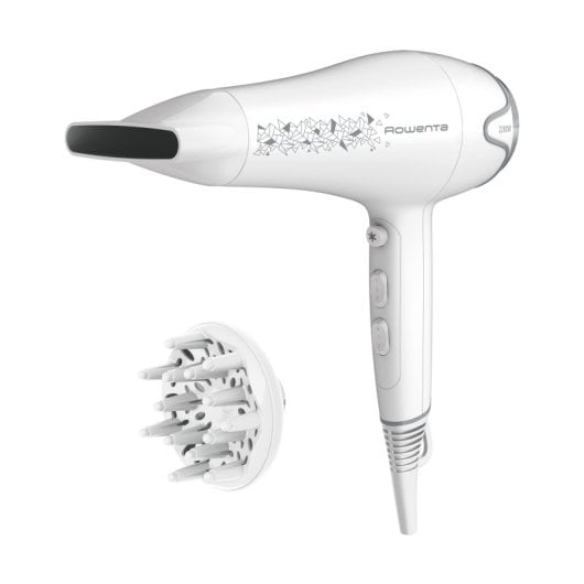 Secador Rowenta 2200W Motor CC 3 velocidades 2 niveles calor Gris/Blanco cable 1.8m