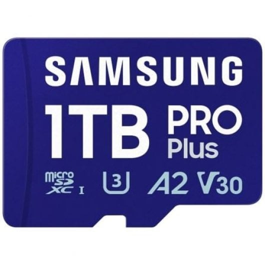 Carte microSDXC Samsung PRO Plus 1 To 180 Mo/s UHS-I Classe 10 V30 A2 Bleue + Adaptateur SD