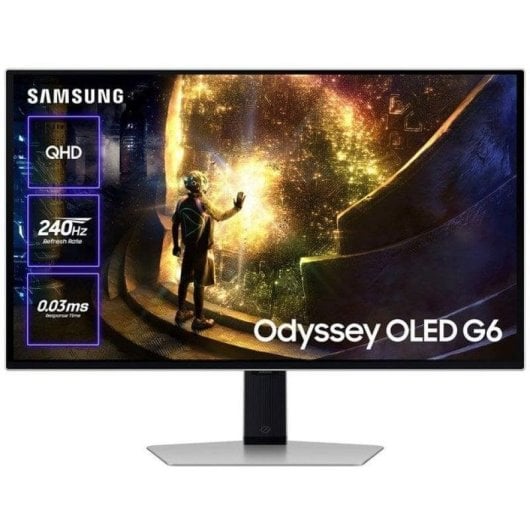 Écran PC Samsung Odyssey OLED G6 G61SD 27" QHD 240Hz OLED FreeSync G-SYNC HDR10+ 0,03 ms Argent