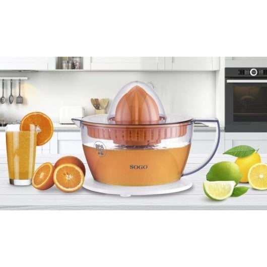 Sogo EXP-SS-5223 Entsafter, elektrischer Entsafter mit Arm, 40 W, orange, durchscheinend