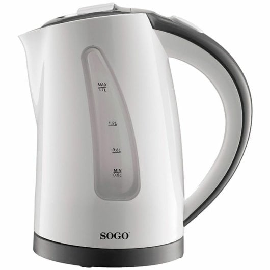 Sogo Wasserkocher, Fassungsvermögen 1,7 l, Schwarz/Weiß, kabellose Basis, 360°-Abschaltautomatik