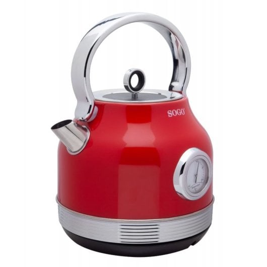 Sogo Wasserkocher KET-SS-7760 Edelstahl 1,8L Metallic-Rot Automatische Abschaltung Strix