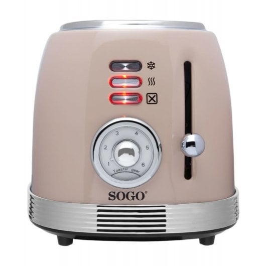 Tostadora Sogo TOS-SS-5470 2 rebanadas Acero inoxidable Beige 6 niveles retro