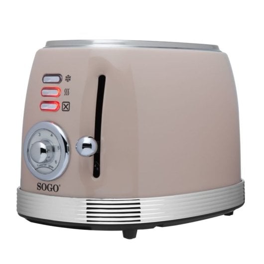 Tostadora Sogo TOS-SS-5470 2 rebanadas Acero inoxidable Beige 6 niveles retro