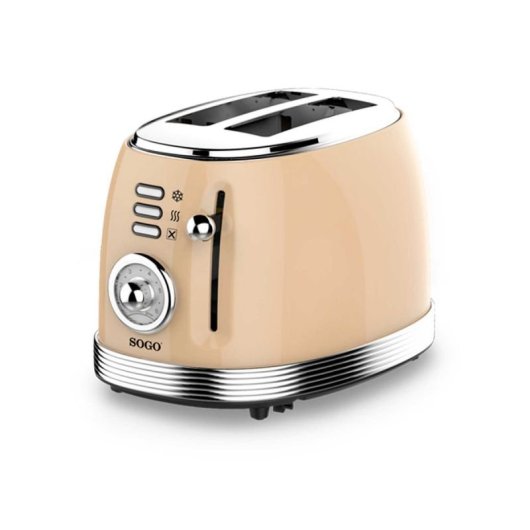 Tostadora Sogo TOS-SS-5470 2 rebanadas Acero inoxidable Beige 6 niveles retro