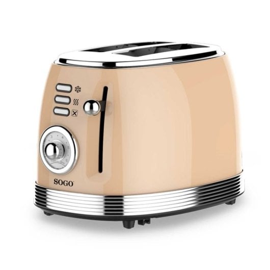 Tostadora Sogo TOS-SS-5470 2 rebanadas Acero inoxidable Beige 6 niveles retro