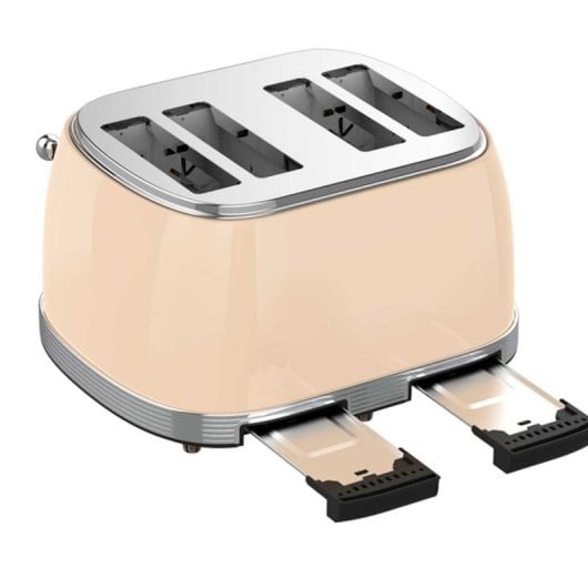 Sogo Eternal Retro Series 4-Scheiben-Toaster, Metallic-Rot, Edelstahl, 6 Stufen