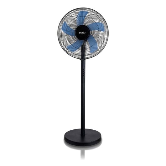 Ventilador Sogo Alta Potencia 50W 5 Aspas Oscilante Negro/Azul Silencioso Altura Ajustable