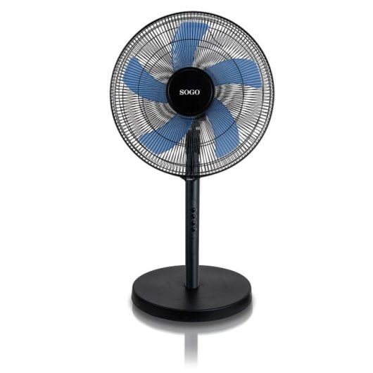 Ventilador Sogo Alta Potencia 50W 5 Aspas Oscilante Negro/Azul Silencioso Altura Ajustable