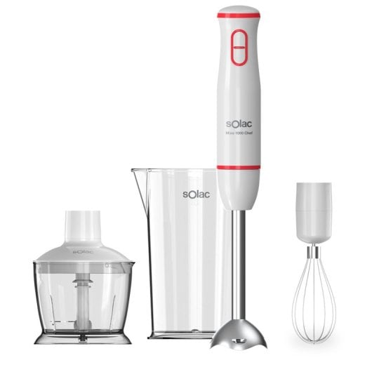 Frullatore a immersione Solac Mixo 1000 Chef da 1000 W in acciaio inossidabile con 2 velocità turbo e accessori